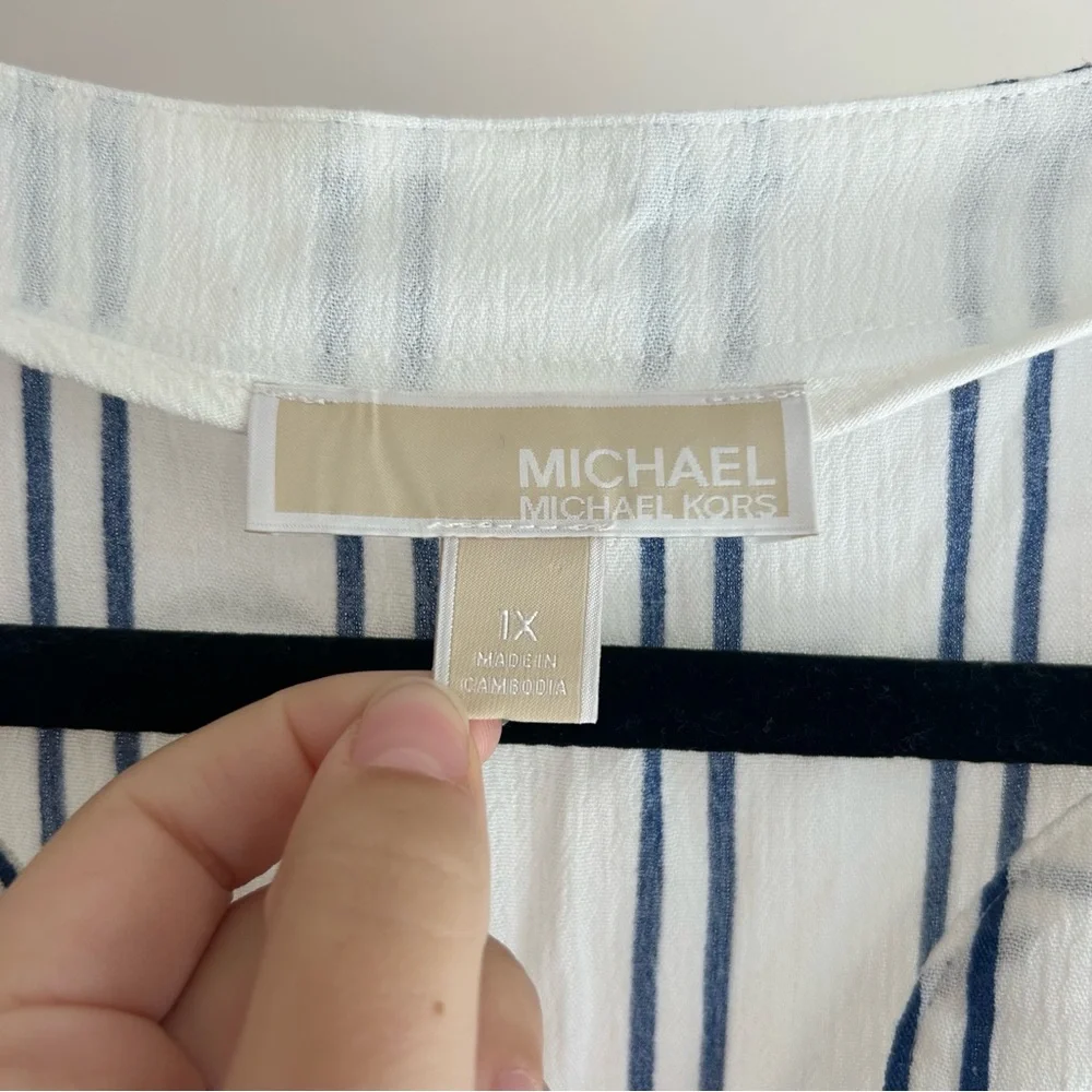 Michael Kors navy and white striped blouse 1X‎